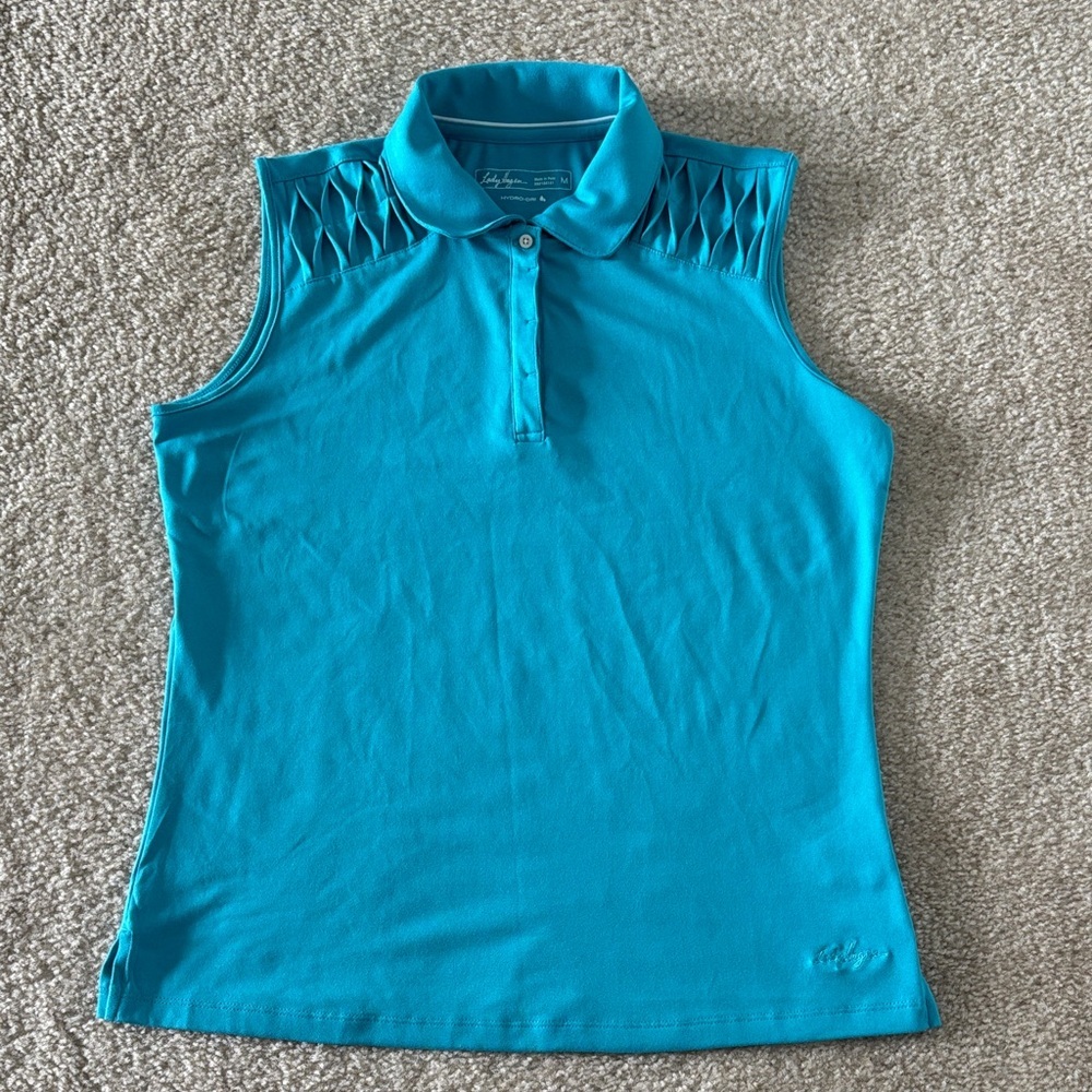 Lady Hagen Sleeveless Blue Polo Shirt